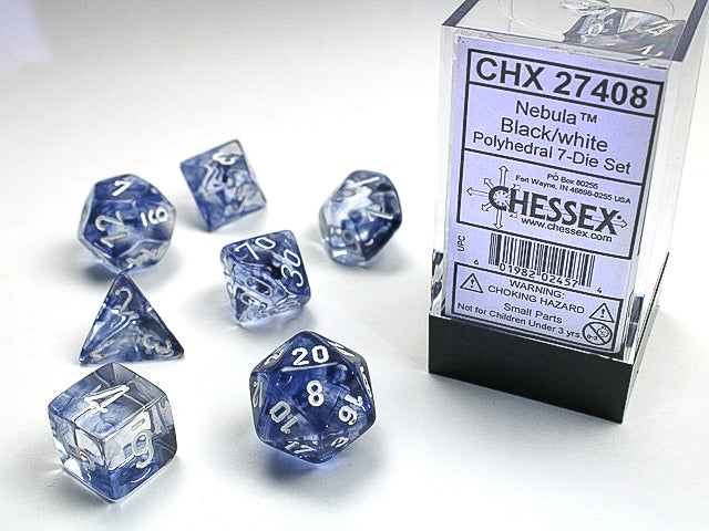 Chessex Nebula Black/ White Polyhedral 7-Die Set