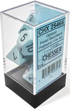 Load image into Gallery viewer, Chessex Opaque Blue/Black Pastel Polyhedral 7-Die Set

