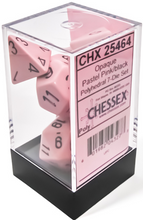 Load image into Gallery viewer, Chessex Opaque Pink/Black Pastel Polyhedral 7-Die Set
