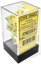 Load image into Gallery viewer, Chessex Opaque Yellow/Black Pastel Polyhedral 7-Die Set
